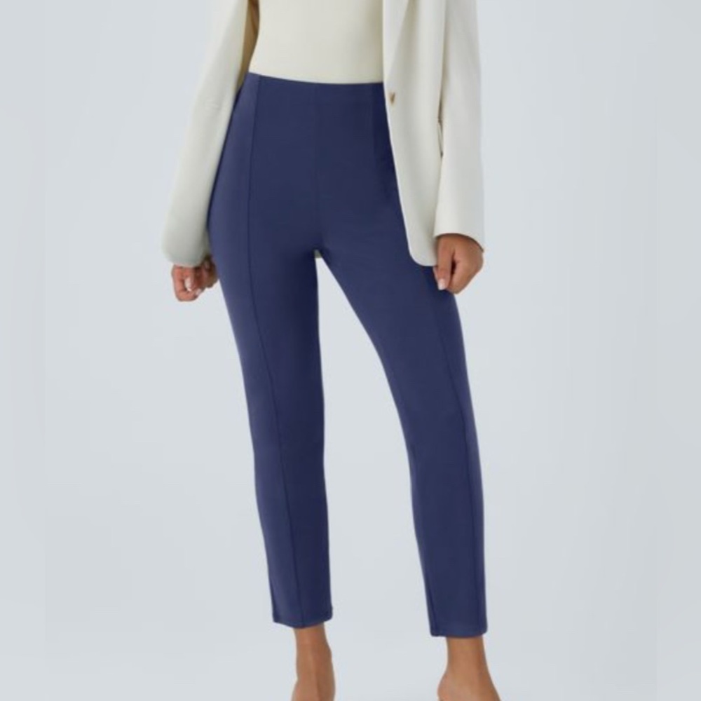 Halara Flex™ High Waisted Back Side Pocket Slim Work Pants Size M Color Blue
